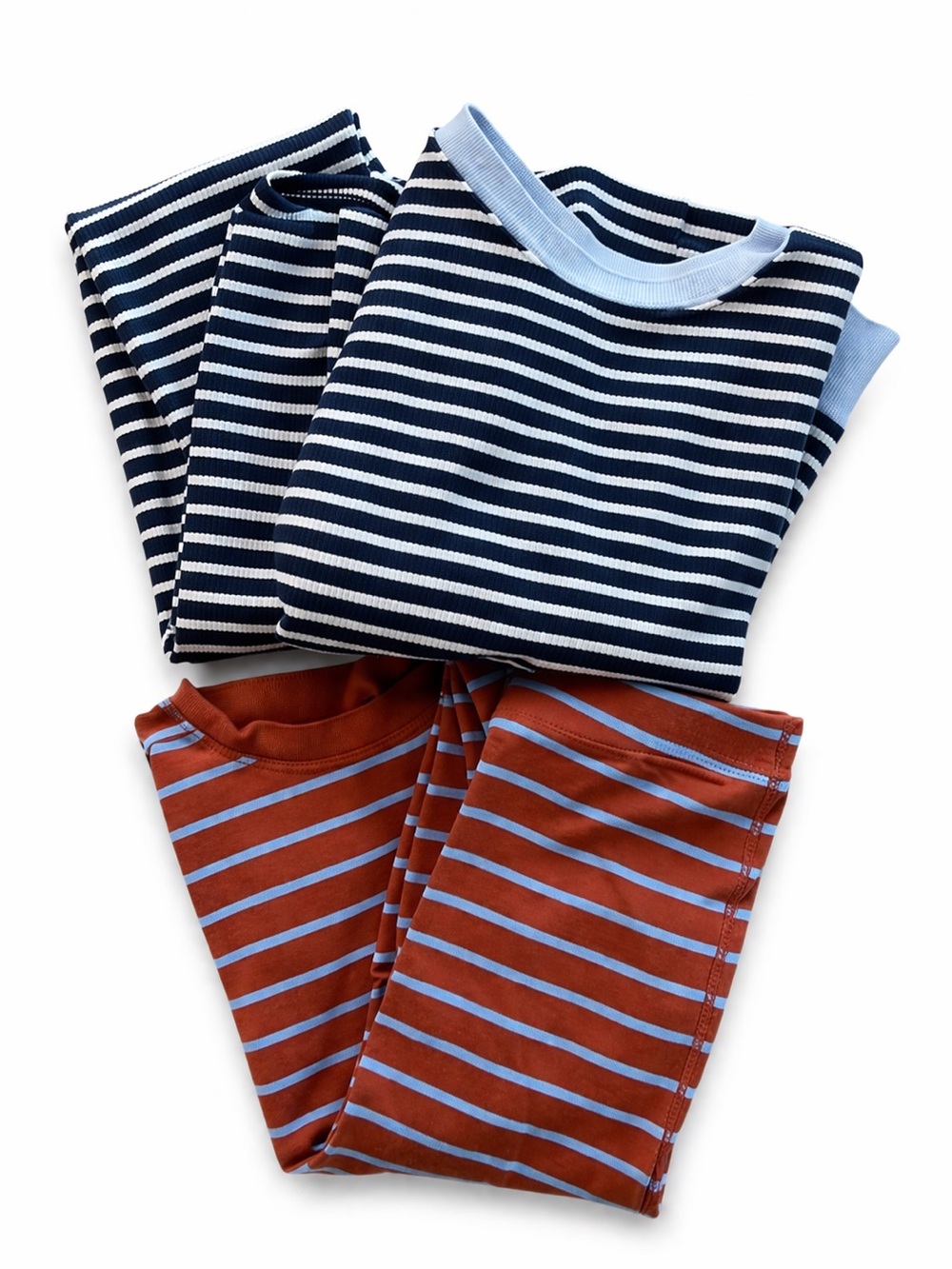 Janie and Jack Navy, Light Blue & Rust Striped Pajama Set